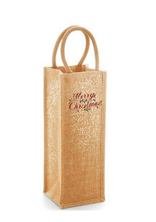 Merry Christmas Shimmer Bottle Bag