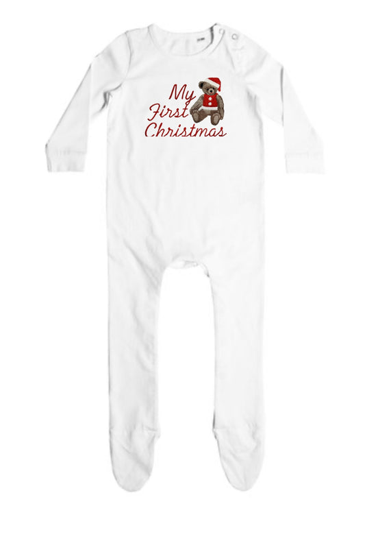 White Sleepsuit My First Christmas with a choice of Design