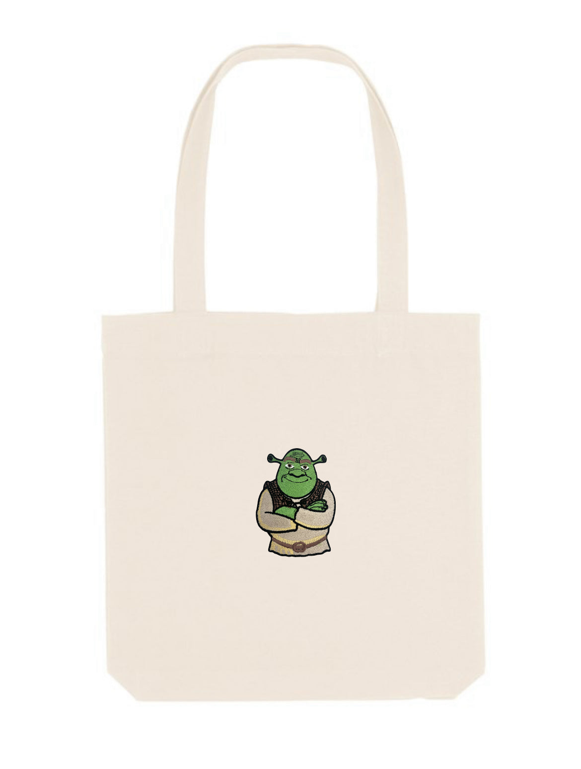 Embroidered Shrek Long Handle Cotton Tote Bag For Life