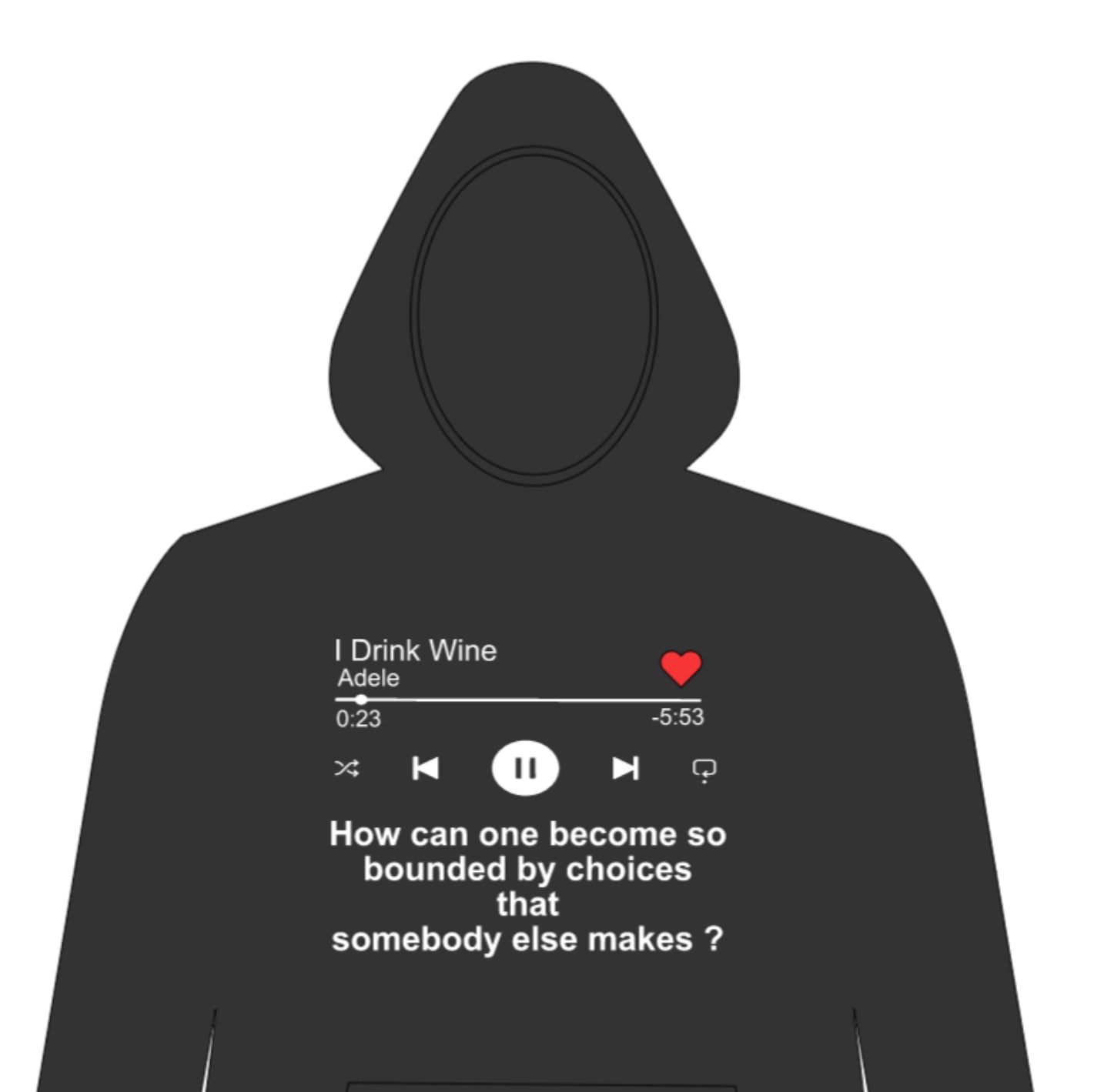 I Drink Wine Adele Lyrics Hoodie Printed on The Front