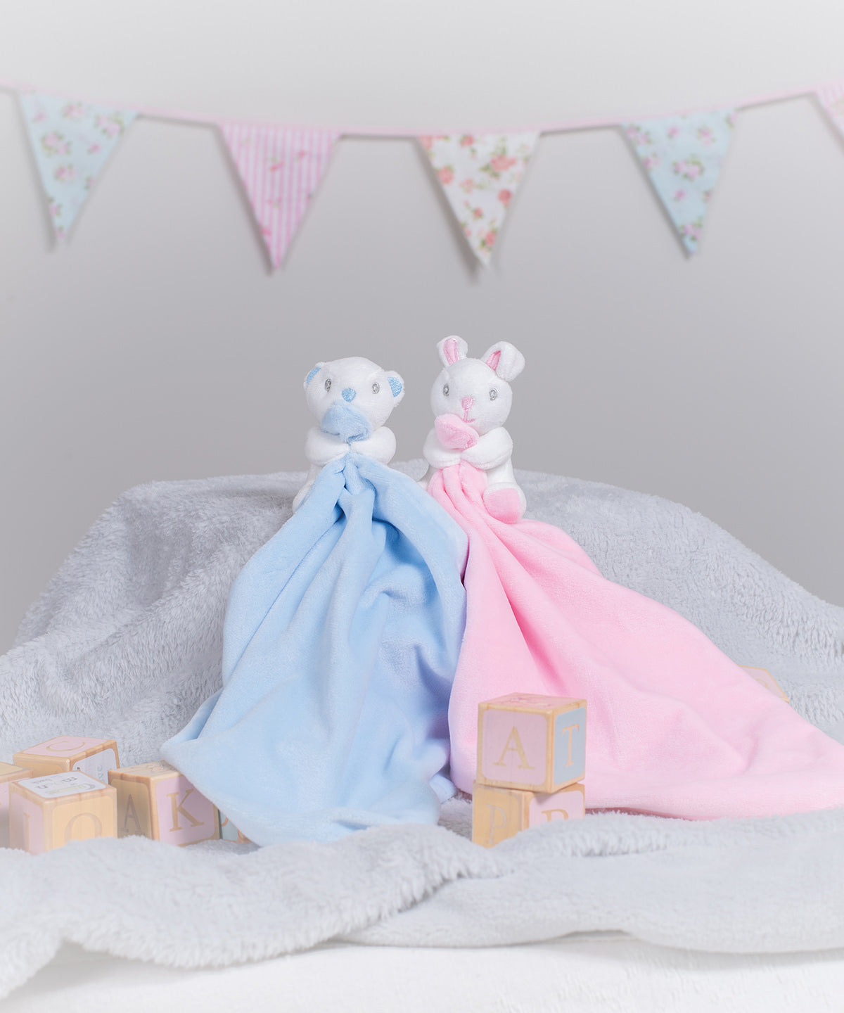 Baby Animal Comforter with Rattle Embroidered with Child's Name