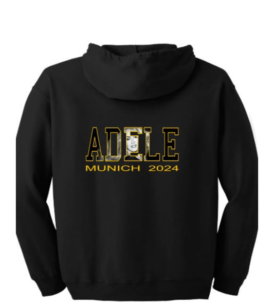 Adele Munich 2024 Black Hoodie with image on Back