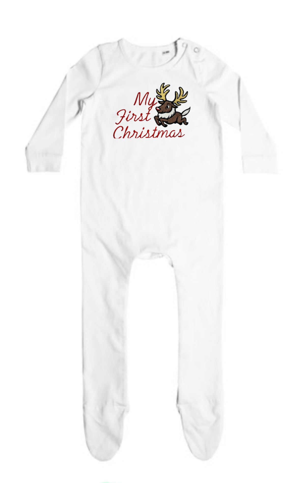White Sleepsuit My First Christmas with a choice of Design