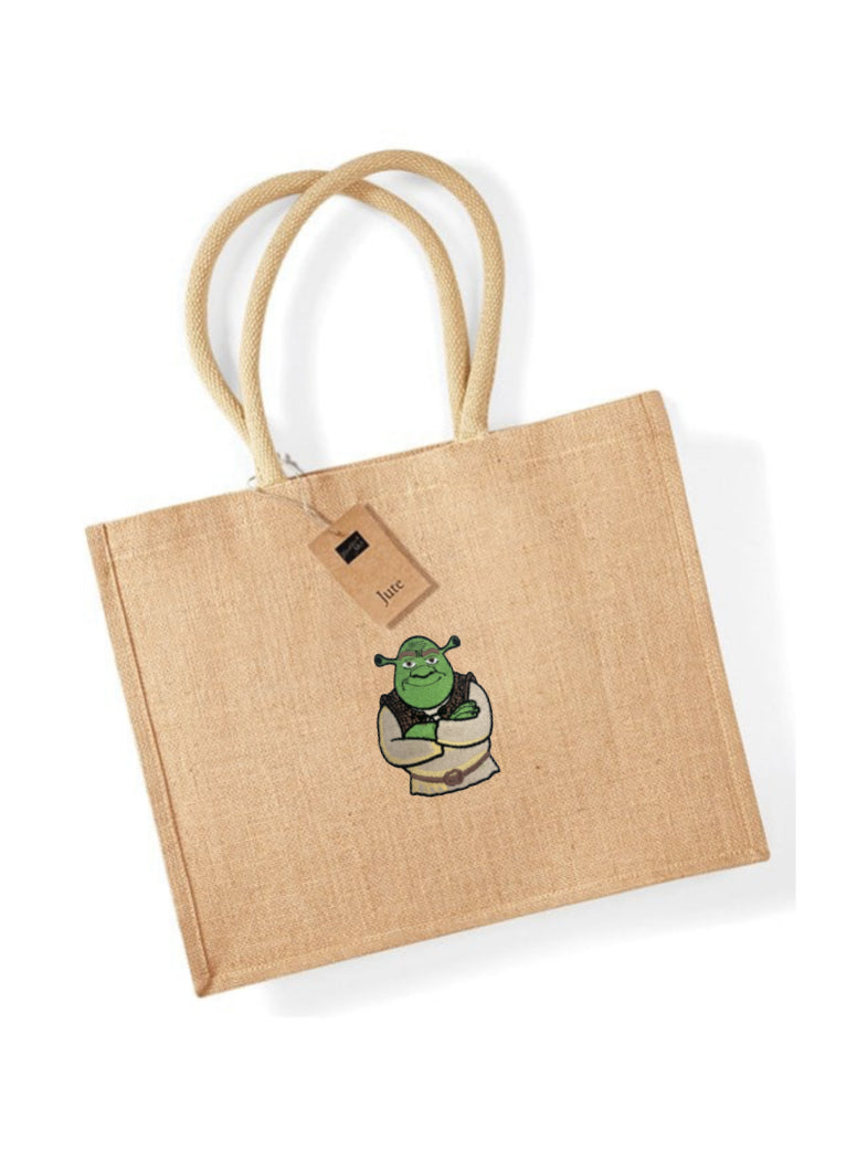 Embroidered Shrek Classic Shopper Jute Bag