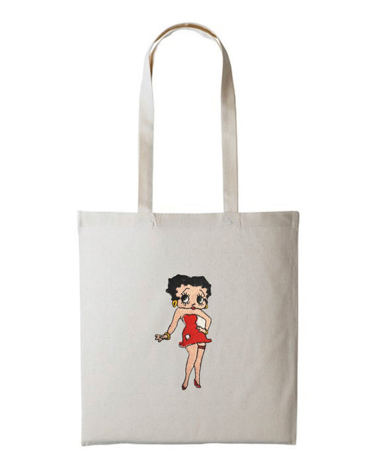 Betty Boop Long Handle Cotton Tote Bag For Life