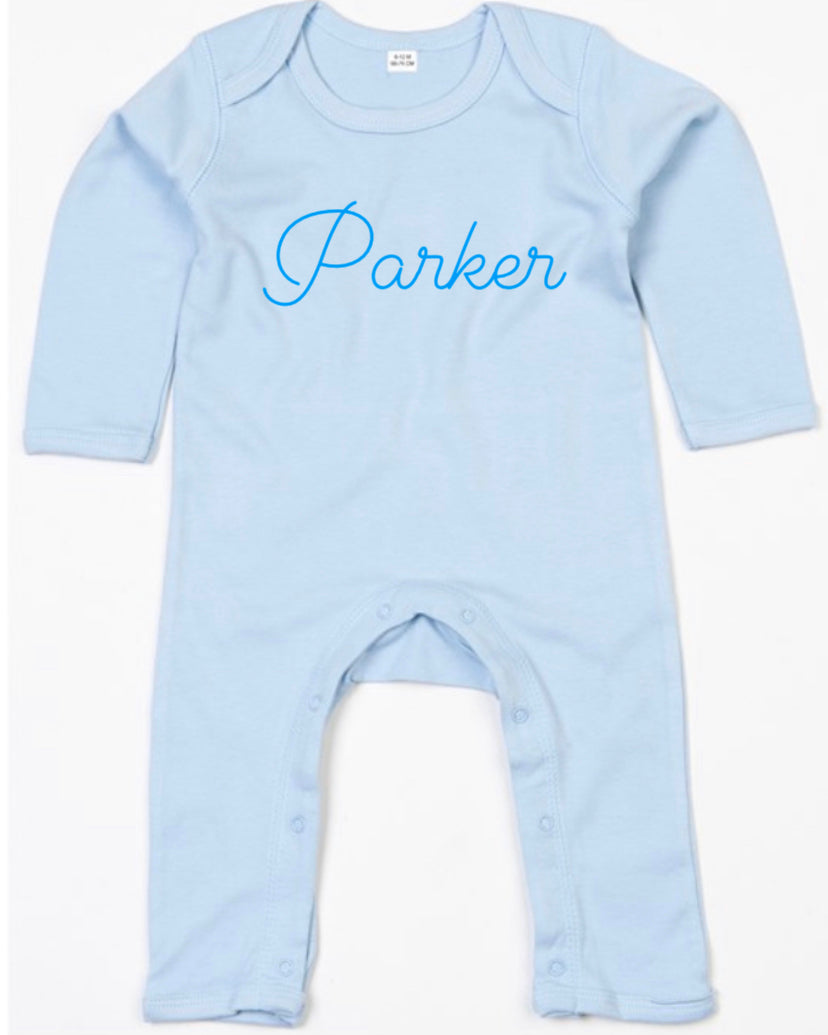 Baby Romper Suit in Pink or Blue personalised with Name