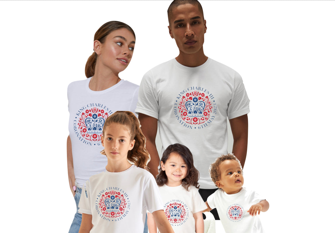 Kings Charles III Coronoation Teeshirt with Centre Print For All The Family