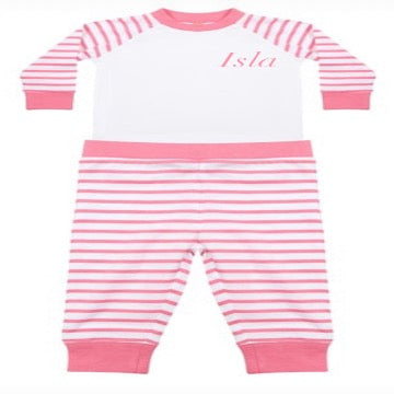 Baby Stripped Pyjamas personalised with Name
