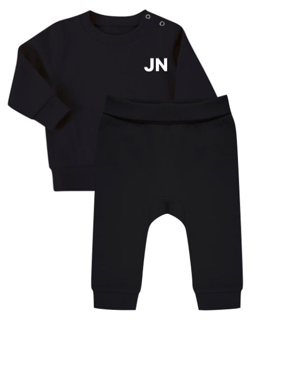 Sustainable Toddler Sweatshirt and Joggers Set with Embroidered Initials left chest