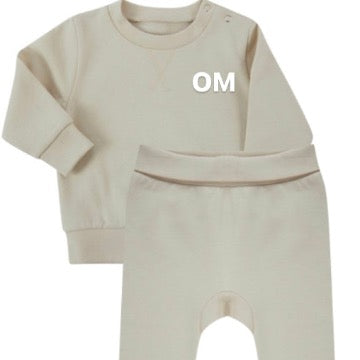 Sustainable Baby Sweatshirt and Joggers Set with Embroidered Initials left chest