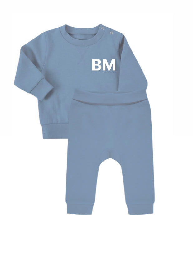 Sustainable Baby Sweatshirt and Joggers Set with Embroidered Initials left chest