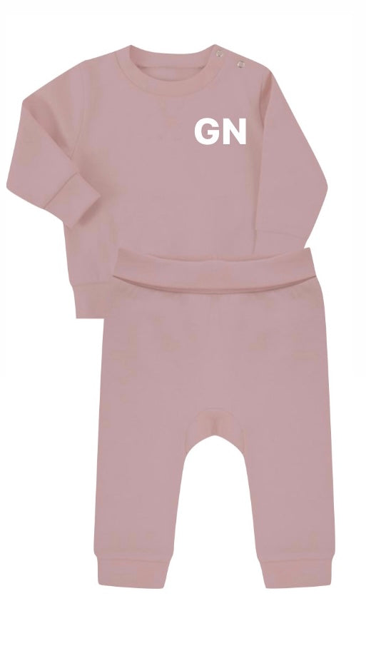 Sustainable Toddler Sweatshirt and Joggers Set with Embroidered Initials left chest