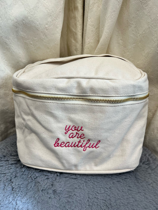 You are Beautiful Embroidered Make up bag