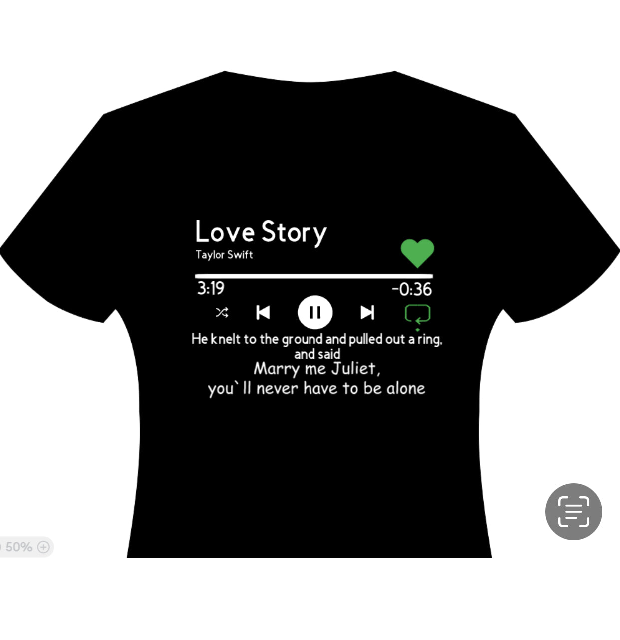 Love Story Taylor Swift Lyrics Teeshirt