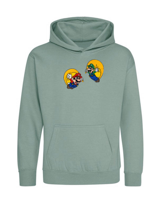Dusty Green Mario & Luigi Hoodie For Adults and Children
