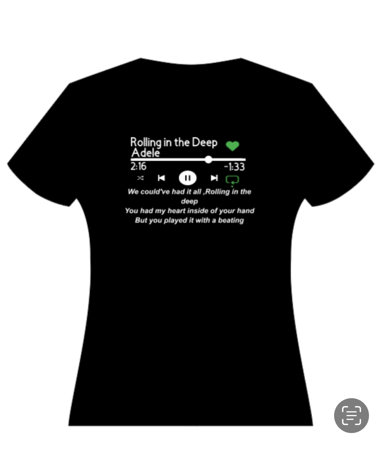 Rolling In The Deep Adele Lyrics Teeshirt