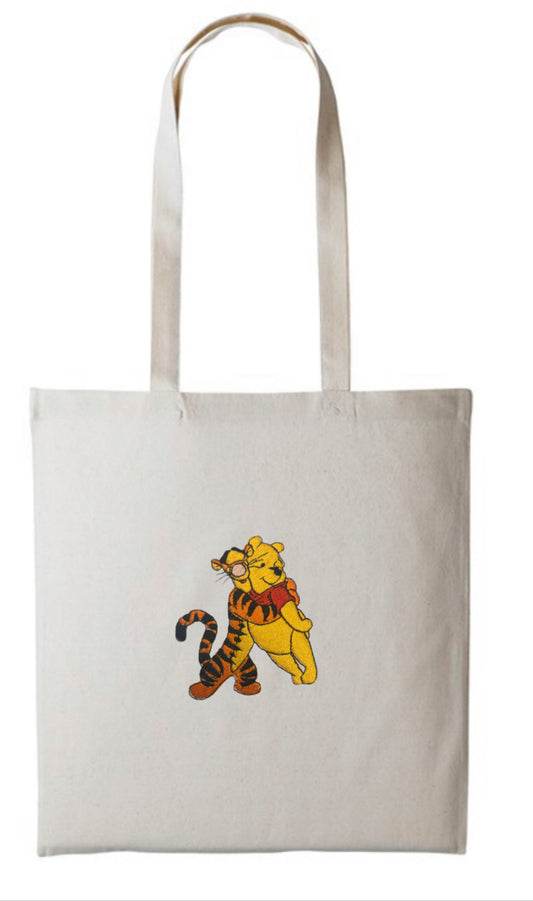 Winnie The Pooh and Tigger Long Handle Cotton Tote Bag For Life
