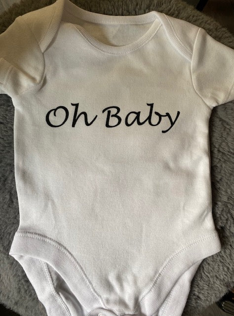 White Baby Vest with Oh Baby design